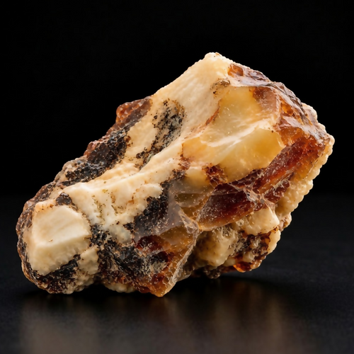 Mexican Black Copal Resin (Bursera copallifera), amber and dark resin piece against a black background