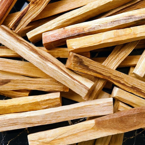 Close-up of Peruvian Palo Santo sticks showing natural wood grain